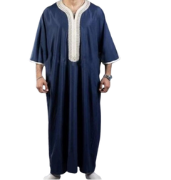 Stylish Men's Black Long Shirt Muslim Robe